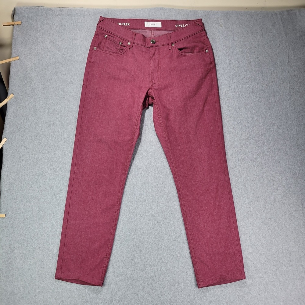 Brax Hi-Flex Chuck Straight‎ Maroon Burgundy Pants Mens 32x34 (Fits 32x27)